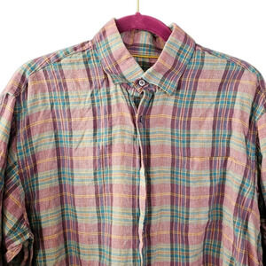 Robert Talbott 100% Linen Long Sleeve Button Front Shirt